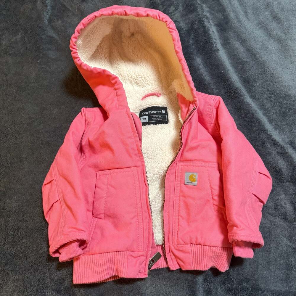 Carhartt Zip Canvas Insulated Hooded Jacket Pink 12M